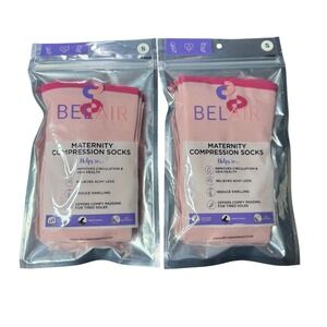 2 Pair of Bel Air Maternity Compression Socks Swelling Relief Comfy Padded Small